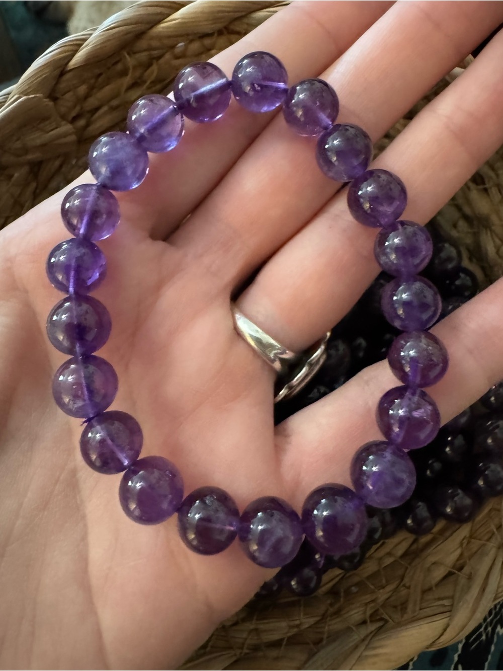 Purple Amethyst Beaded Stretch Bracelet